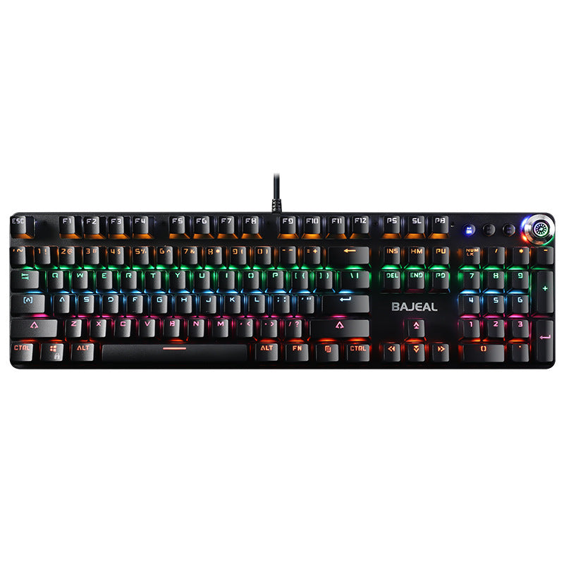 BAJEAL 902 104-Keys Wired Gaming Keyboard Rotary Knob Blue Switch Mechanical Keyboard with Lights for E-Sports BAJEAL 902 104-Keys Wired Gaming Keyboard Rotary Knob Blue Switch Mechanical Keyboard with Lights for E-Sports